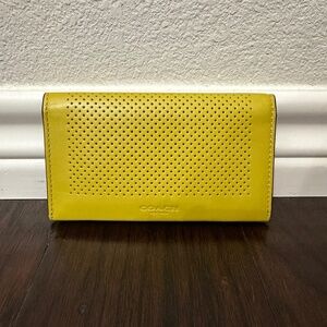 Coach Unisex Perforated Leather Clutch Bifold Wallet